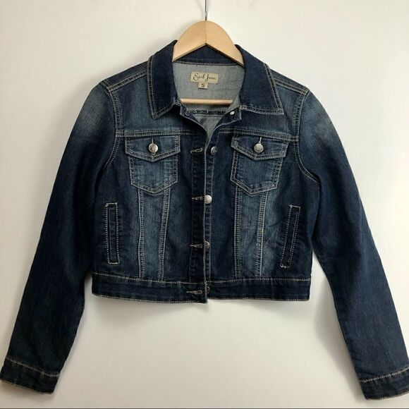 EARL JEANS DENIM CROPPED JEAN JACKET SIZE S - Picture 1 of 8